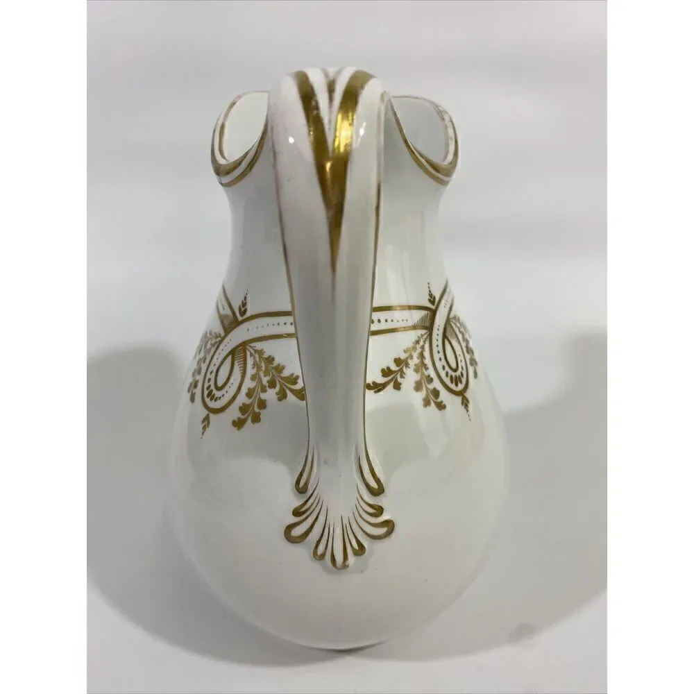 Antique Haviland French White Gilded Painted Pitcher 7.5”‎